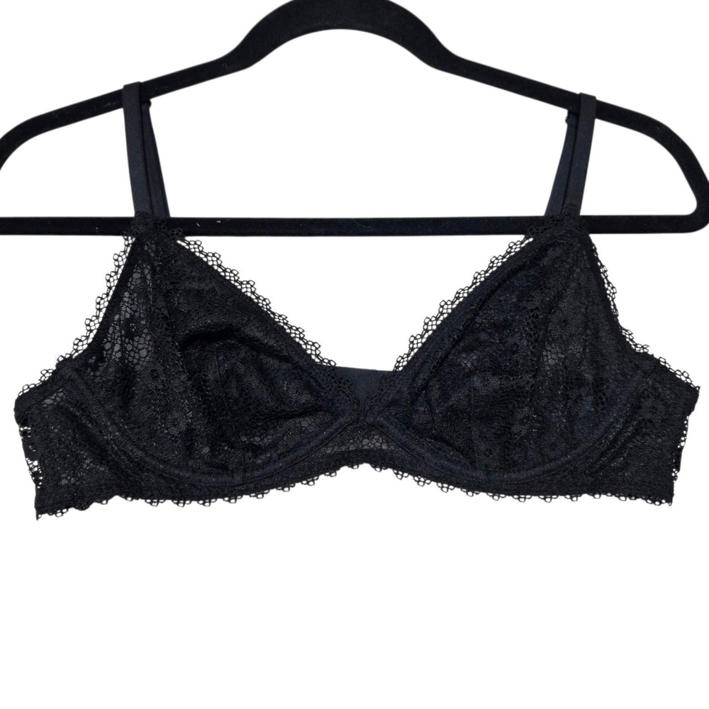 Victoria Secret Lace Unlined Underwire Bralette Womens Large Black Nylon Blend
